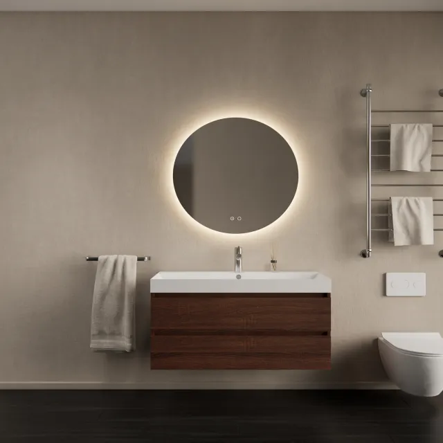 Gliss Design Badkamermeubelset Gliss Design Milan Met Lako Wastafel 100 cm Choco Eiken (Keuze Wastafel)