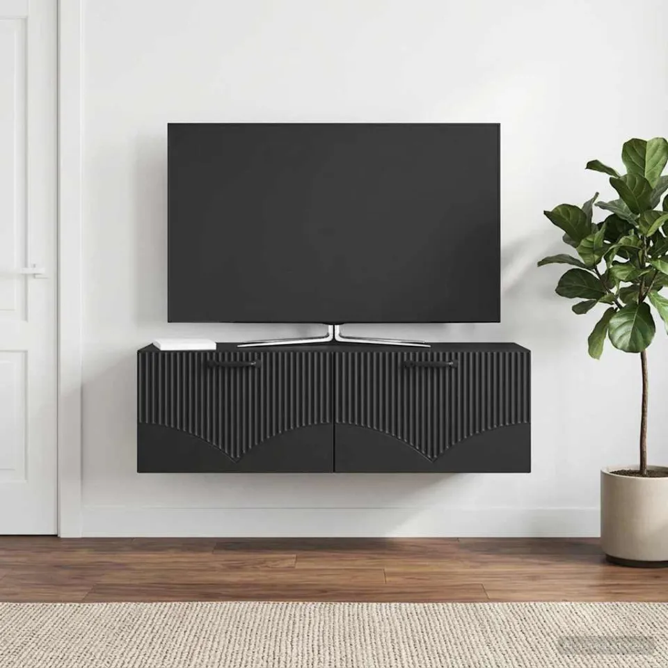 vidaXL Wandbeugel TV-kast Zwart 98 x 31 x 30 cm Bewerkt hout, foto 4