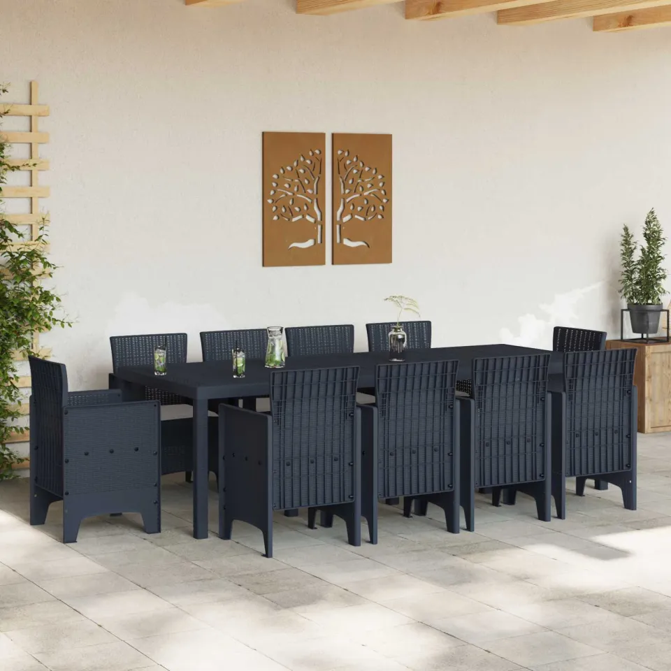 vidaXL Tuin Eetset 11 st Antraciet Polypropyleen, foto 3