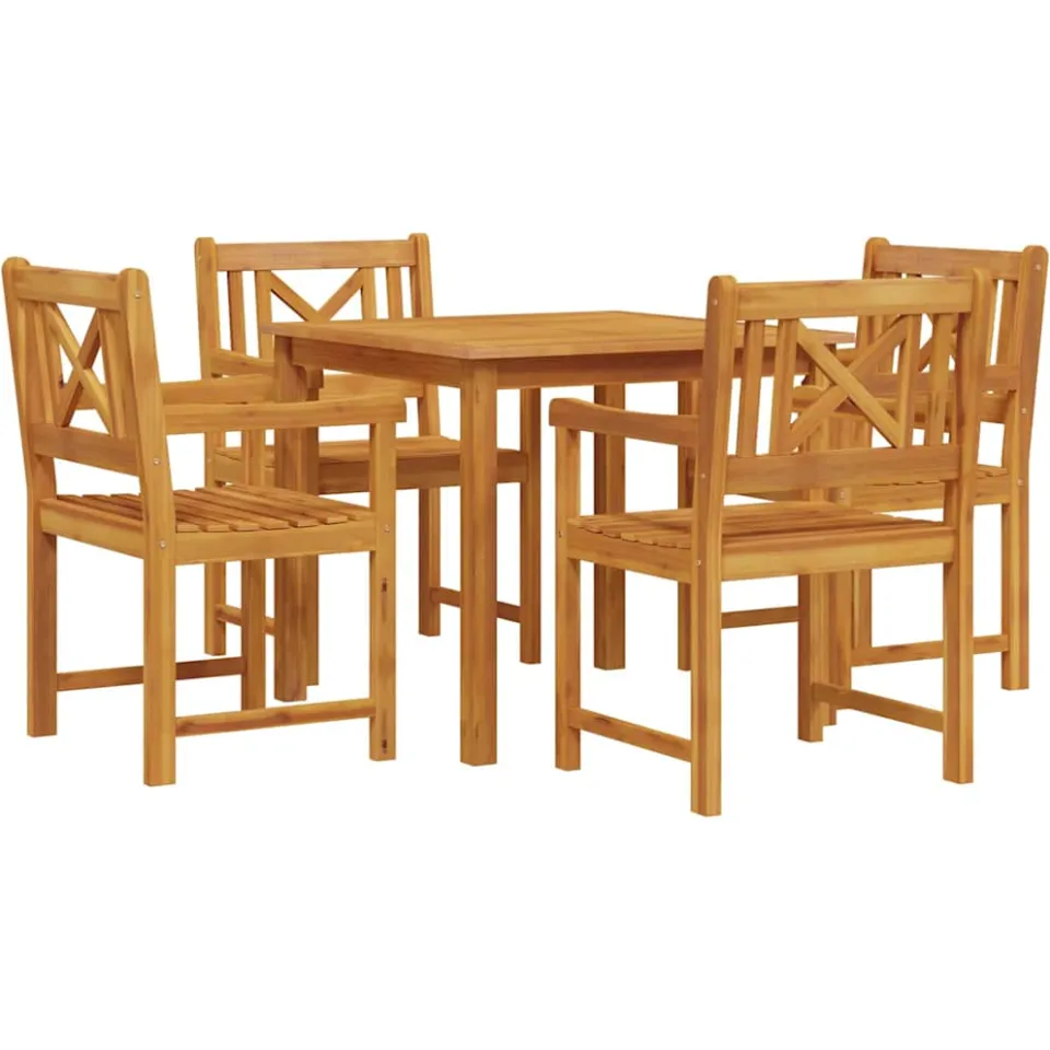 vidaXL Tuin eettafelset 5 st Bruin Massief acaciahout, foto 3