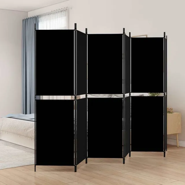 vidaXL Kamerscherm met 6 panelen 300x180 cm stof zwart, foto 2