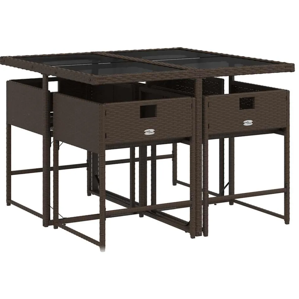 vidaXL 5-delige Tuinset met kussens poly rattan bruin, foto 4