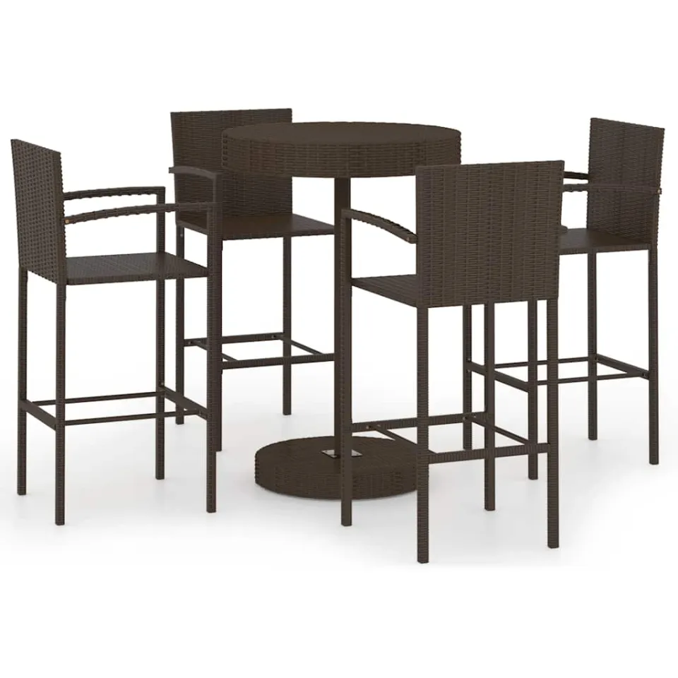 vidaXL 5-delige Tuinbarset poly rattan bruin, foto 4