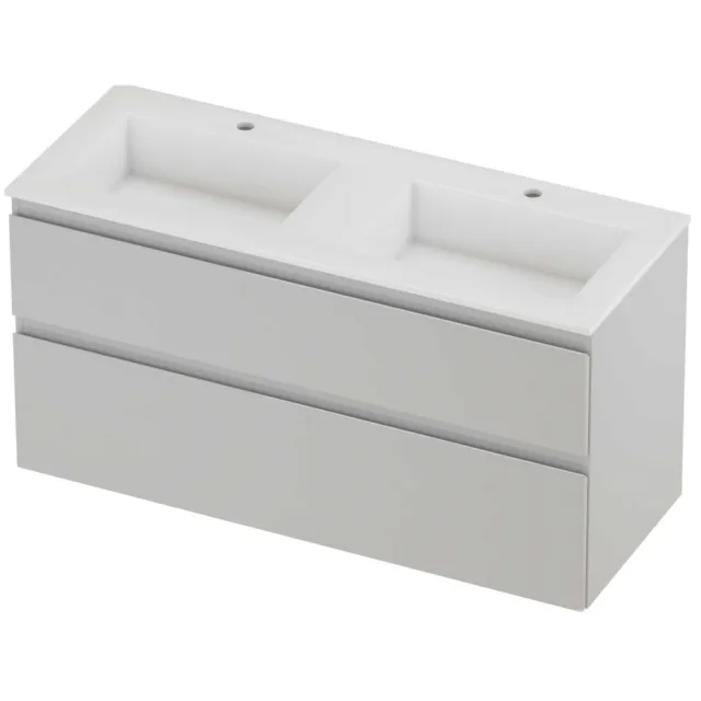 Proline Aristo Badmeubelset Polystone Elegant 2 Gaten 120x46x62 cm Glans Wit Glans Wit