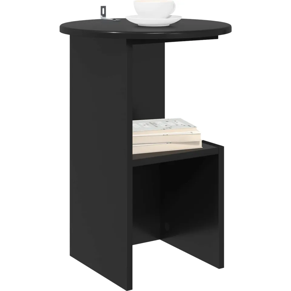 vidaXL Bijzettafel Zwart Ø 39,5 x 55 cm Bewerkt hout