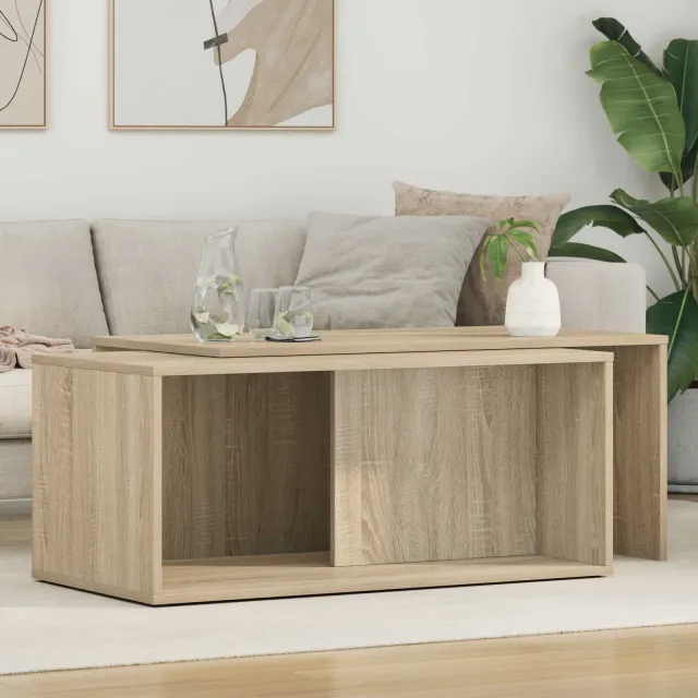 vidaXL Koffietafel Set 2 st Sonoma Eiken 90 x 48 x 40 cm Bewerkt hout Bruin