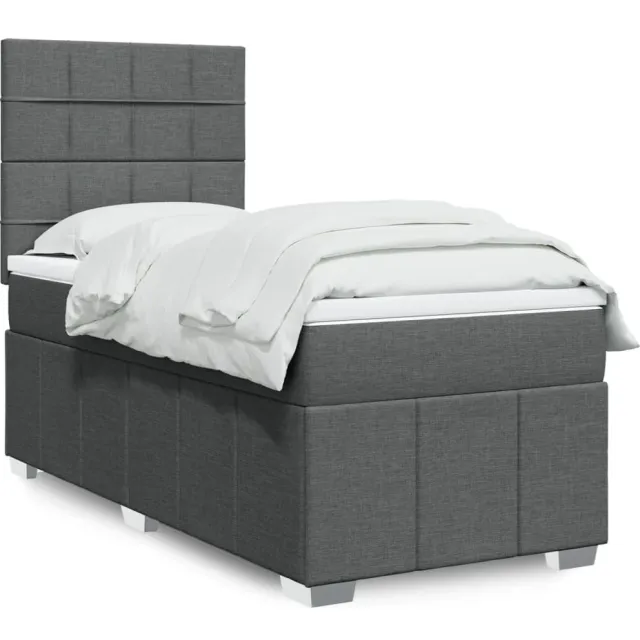 vidaXL Boxspring met matras stof donkergrijs 80x200 cm grijs