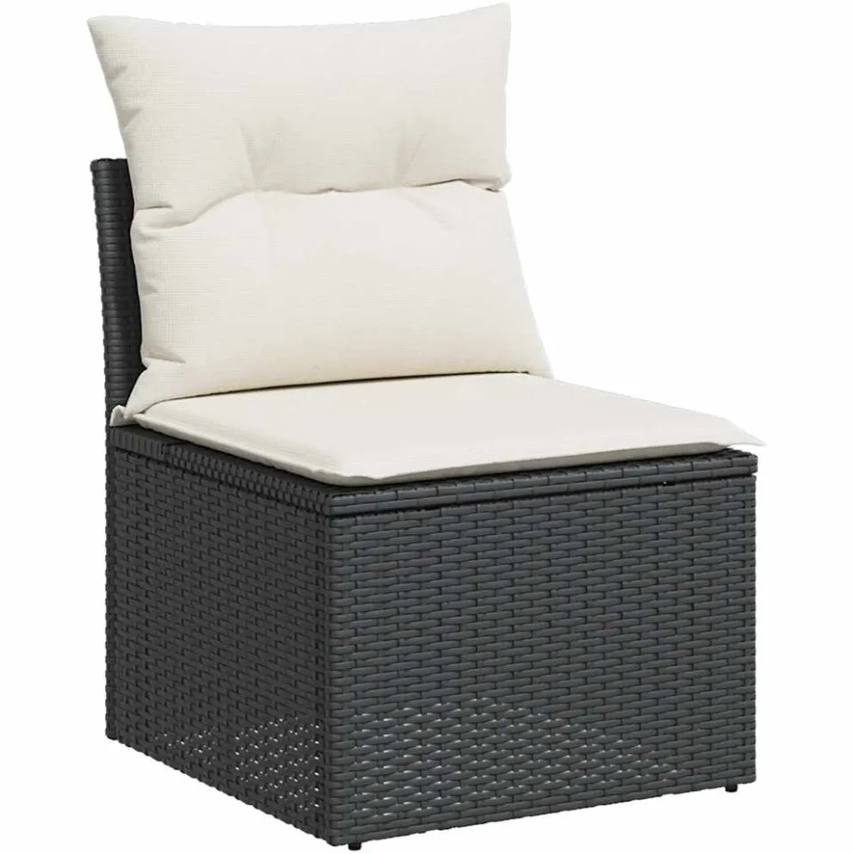vidaXL 7-delige Loungeset met kussens poly rattan acacia zwart