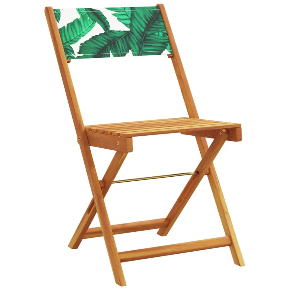 vidaXL 3-delige Bistroset bladpatroon stof en massief hout Groen