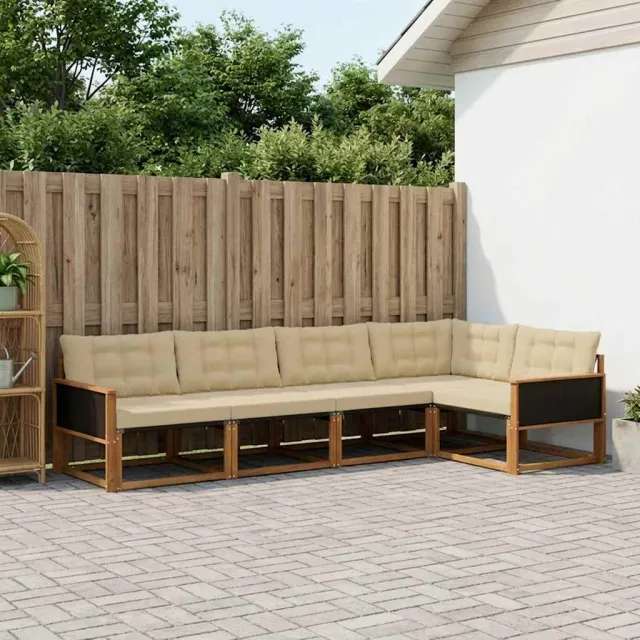 vidaXL Buiten bankenset 5 st 5-zits Natuurlijk en Beige