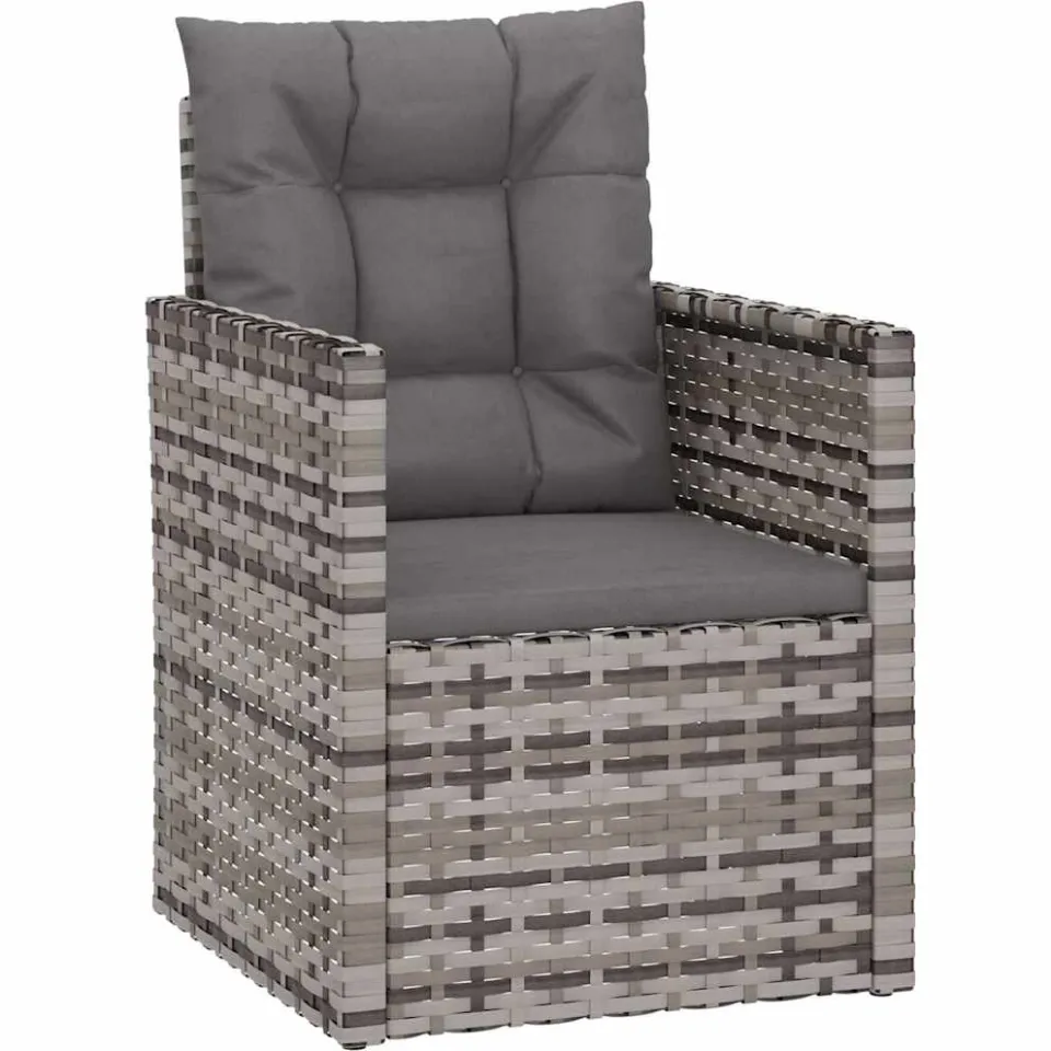 vidaXL 4-delige Loungeset met kussens poly rattan grijs