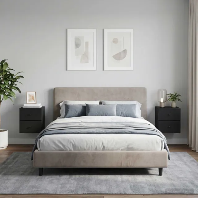vidaXL Wandbeugel Bedkast 2 st Zwart 34,5 x 33 x 40 cm Bewerkt hout, foto 2