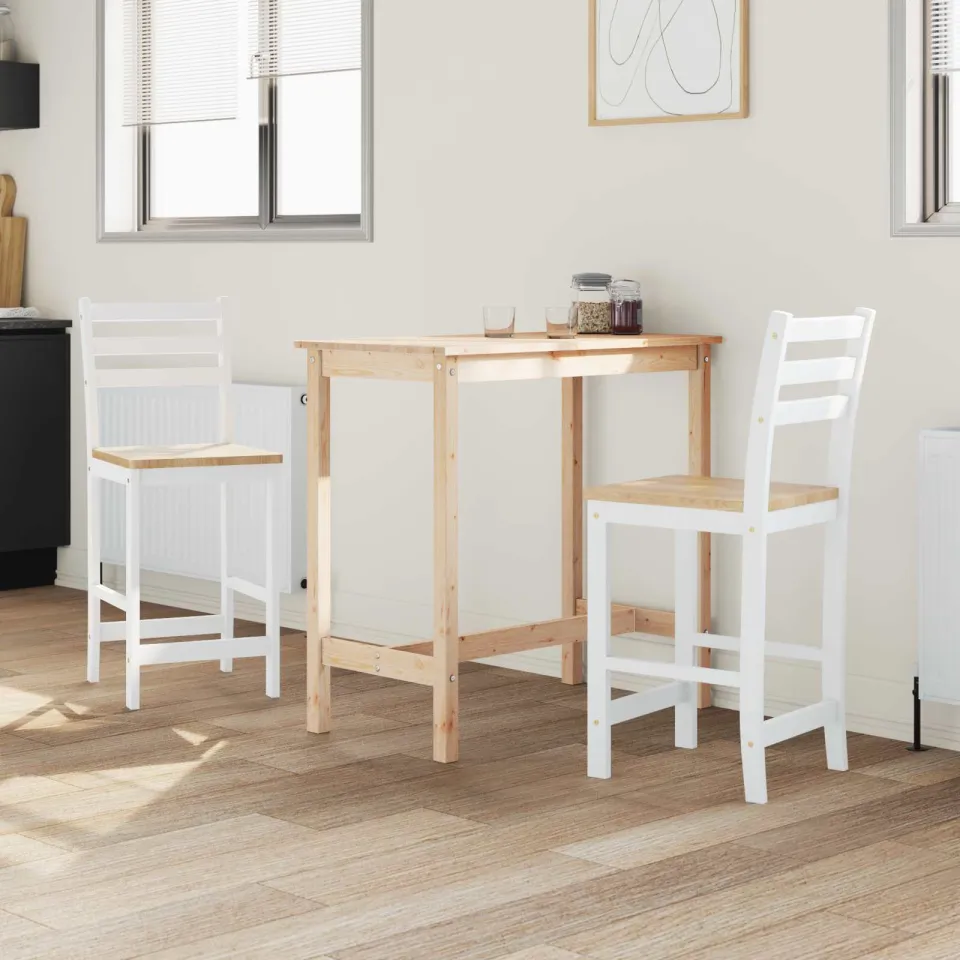 vidaXL Eettafelstoelen 2 st Massief Rubberhout Wit 40 x 47,5 x 99,5 cm, foto 3