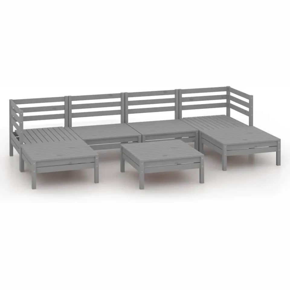 vidaXL 7-delige Loungeset massief grenenhout grijs, foto 3