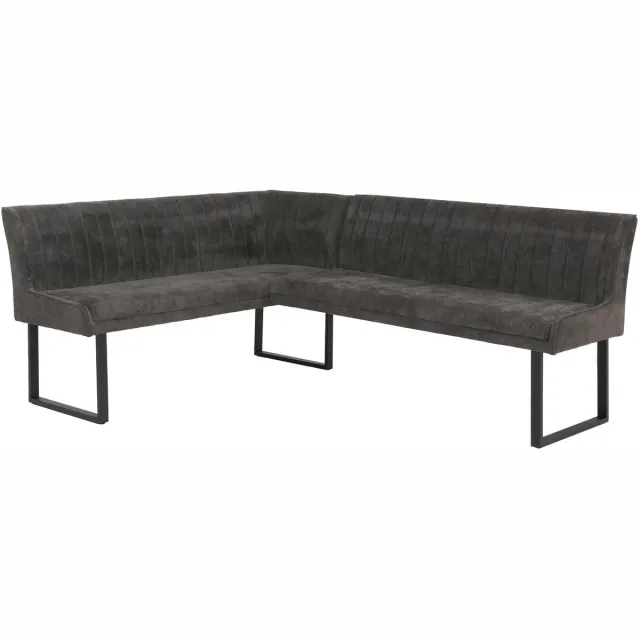 MCW Hoekbank MCW-O82, eetkamerbank, (310 g/m²) chenille stof/textiel, metaal, 159 x 210 cm ~ donkergrijs
