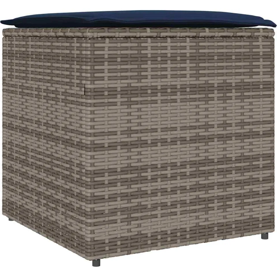 vidaXL Kussenbox met opslag Grijs 50 x 50 x 50 cm poly rattan