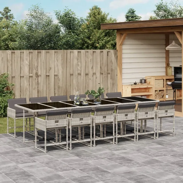 vidaXL 13-delige Tuinset met kussens poly rattan lichtgrijs grijs, foto 2