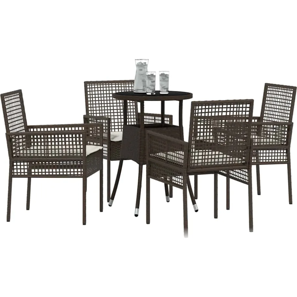 vidaXL Tuin eettafelset 5 st Bruin poly rattan
