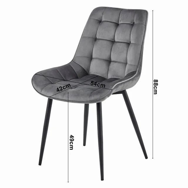 LEOBERT Set van 3 Eetkamerstoelen BERA – Donkerblauw Velvet / Fluweel – Gestoffeerde Zitting – Zwarte Metalen Poten – Modern Scandinavisch Design – Voor Eetkamer, Keuken en Woonkamer