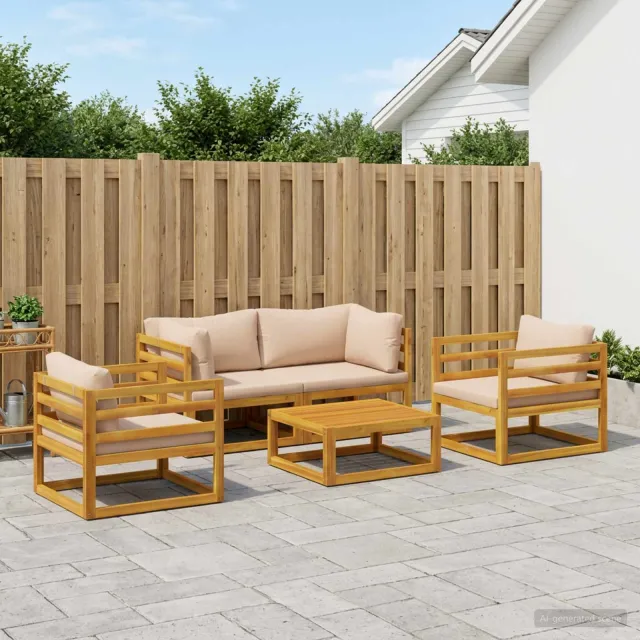 vidaXL 5-delige tuinloungeset modulair Naturel Massief Acaciahout Bruin
