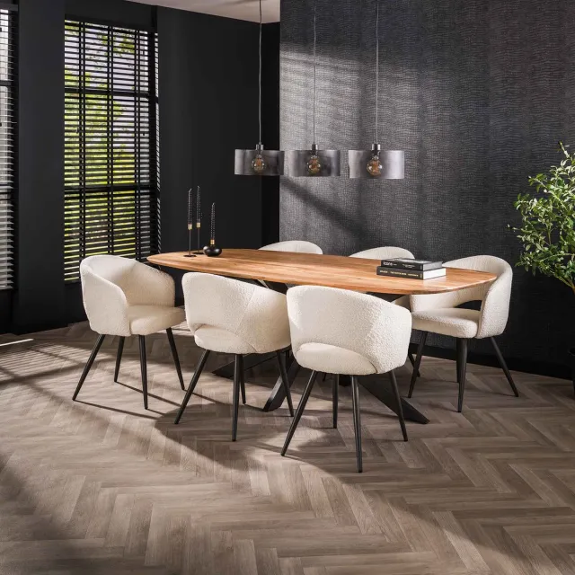 Dimehouse Deens Ovaal Eettafel Tavon Acaciahout 180x95 cm - Hout - Scandinavisch & Basic - Deens ovaal Massief acacia