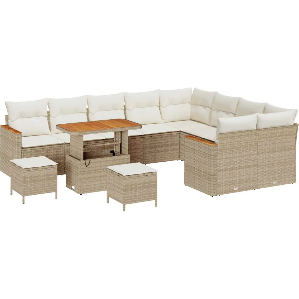 vidaXL Tuinbankenset 12 st Beige poly rattan
