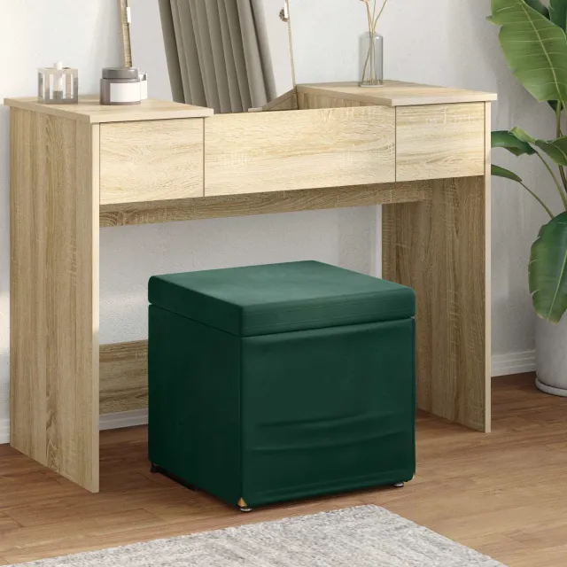 vidaXL Kruk Donkergroen 41 x 41 x 40 cm Velvet en Gefabriceerd Hout groen, foto 2