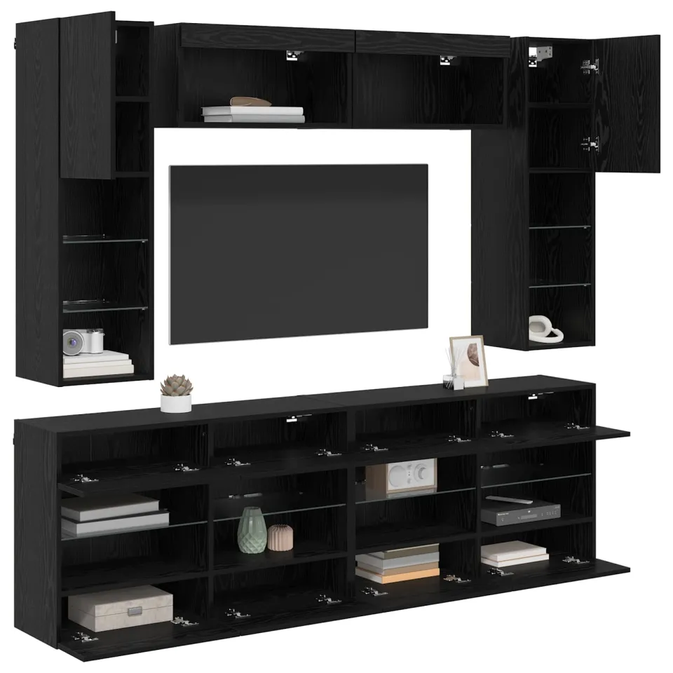 vidaXL TV-wandkastenset 6 st 197 x 30 x 60,5 cm Zwarte Eik, foto 3