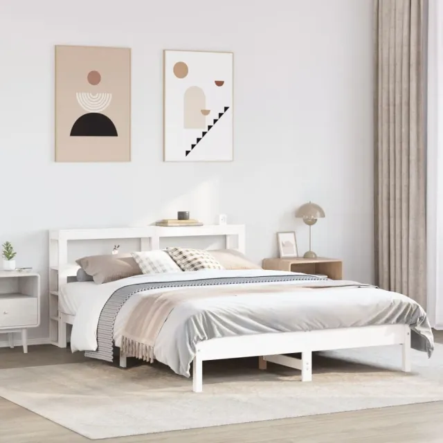 vidaXL Bedframe zonder matras massief grenenhout wit 150x200 cm