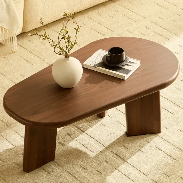 Home Heaven Home-Heaven® Salontafel Organisch Rond met Bruin Hout Look – Organische vorm 110cm x 60cm