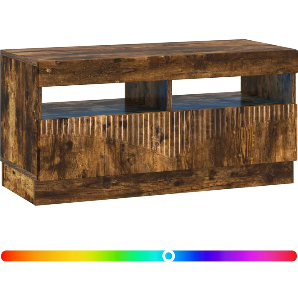 vidaXL LED tv-meubel Gerookt eiken Bewerkt hout Bruin