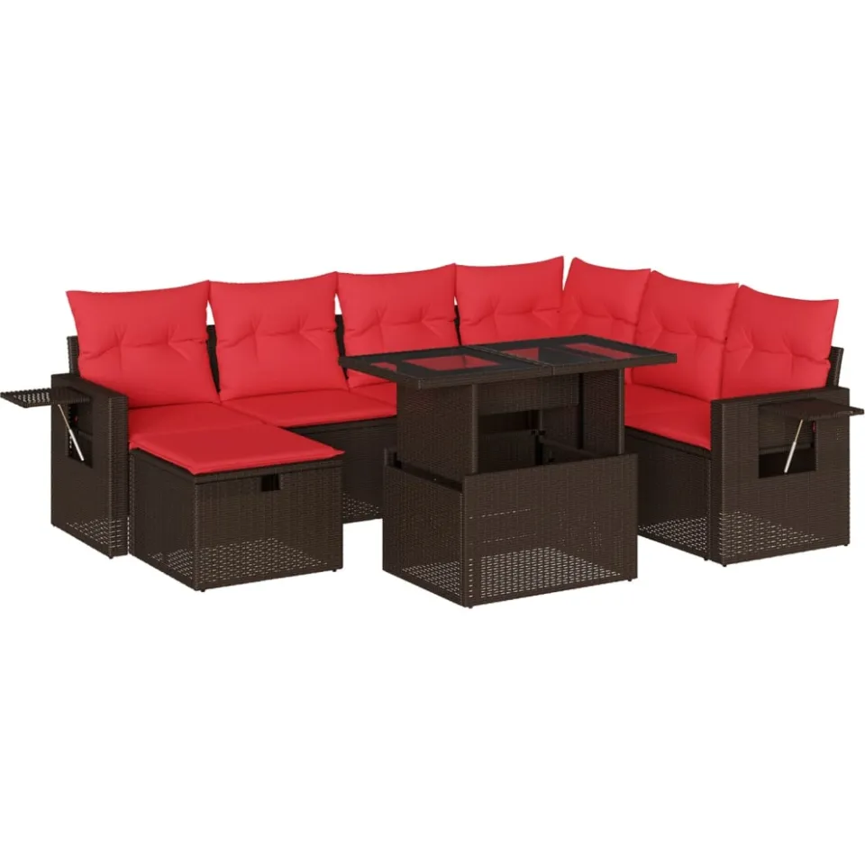 vidaXL 8-delige tuinbankset met kussens, bruin polyrotan, foto 3