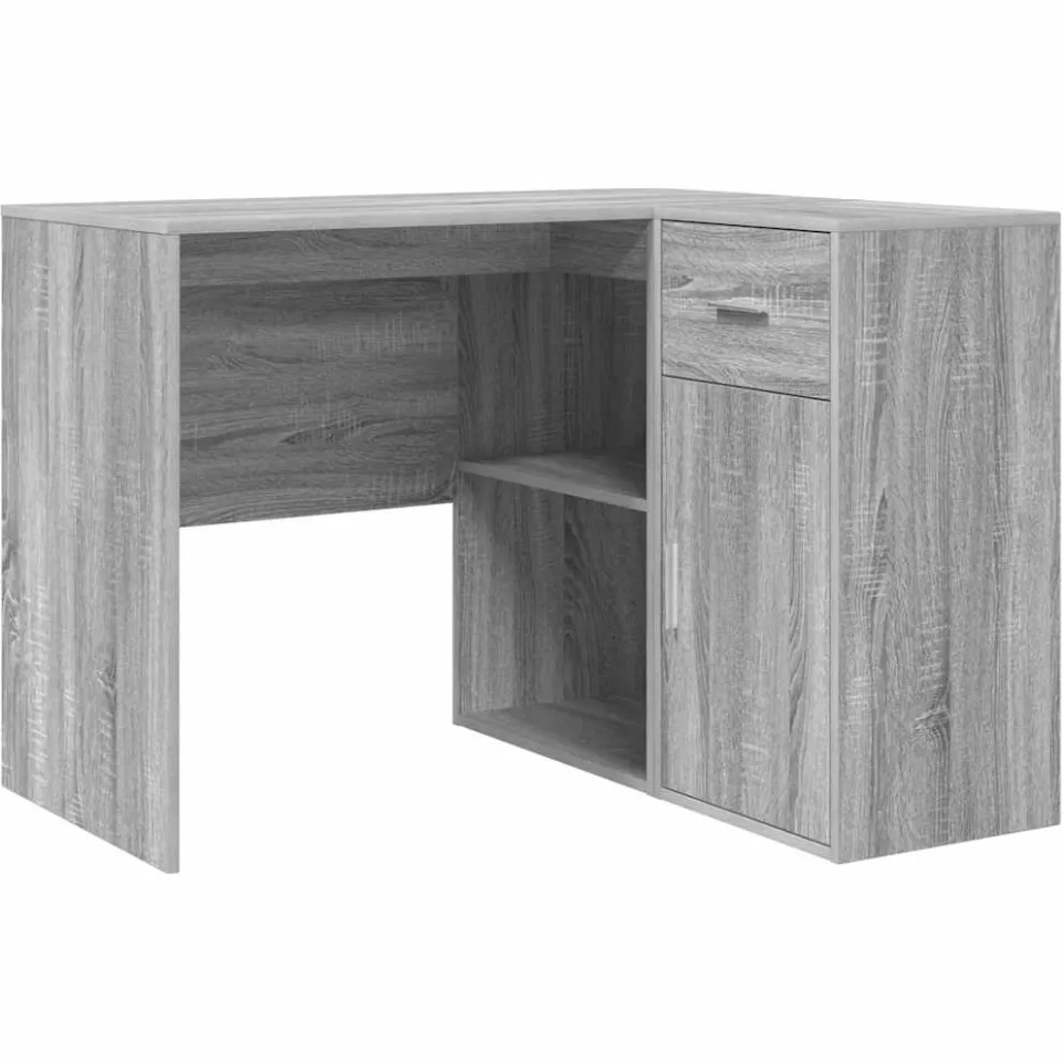 vidaXL Hoekbureau met lade met plank Grijs Sonoma 102 x 88 x 75 cm, foto 3