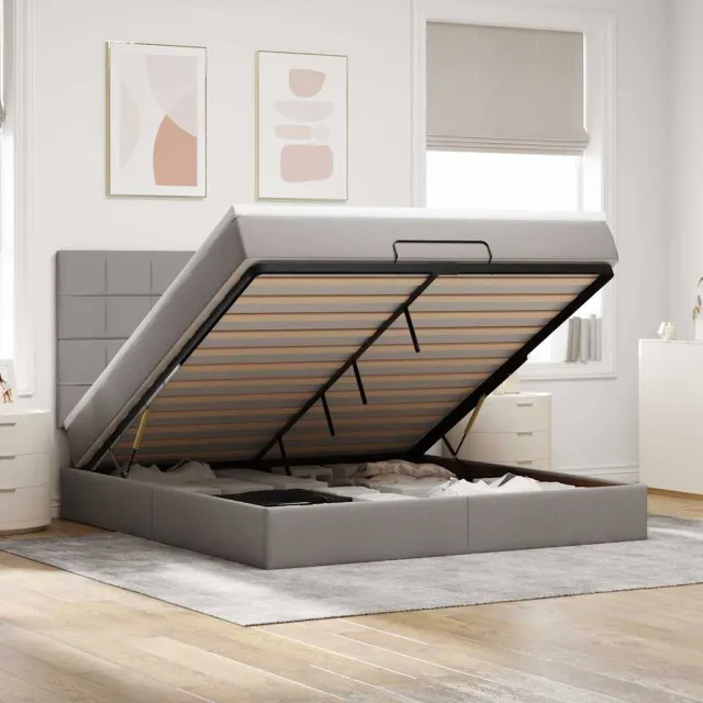 vidaXL Ottoman bed met matras 180x200cm stof taupe