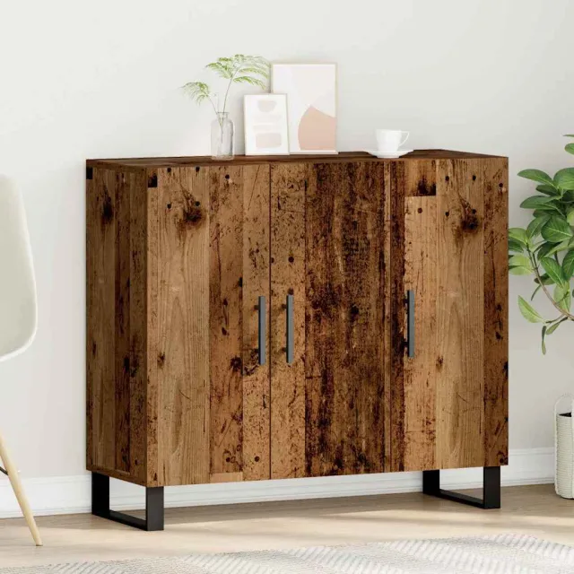 vidaXL Dressoir Oudhout 90 x 34 x 80 cm Bewerkt hout bruin, foto 2