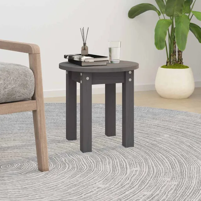 vidaXL Salontafel Ø 35x35 cm massief grenenhout grijs, foto 2