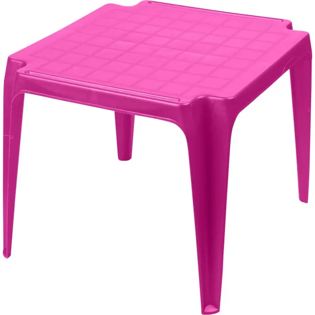Sunnydays Kindertafel - roze - kunststof - buiten/binnen - L56 x B51 x H44 cm - Bijzettafels