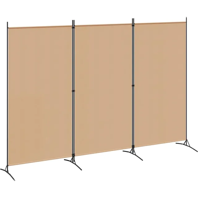 vidaXL 3-Panel Room Divider Beige 260 x 180 cm Stof
