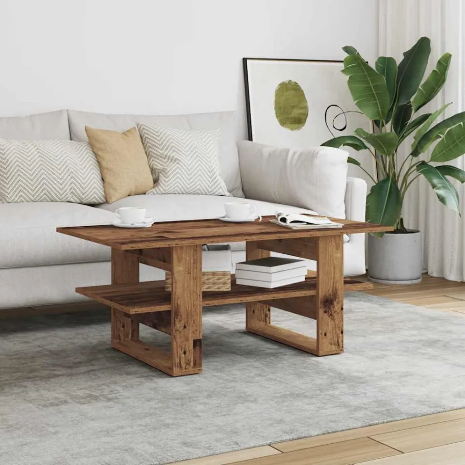 vidaXL Salontafel 102x55x42 cm bewerkt hout oud houtkleurig bruin, foto 2