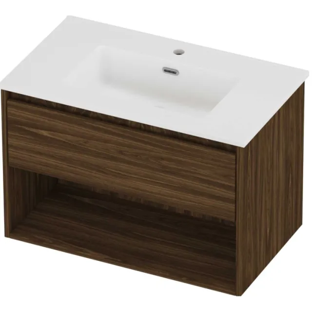 Proline Tribute Badmeubelset Porselein Elegant Met Schap 80x46x54 cm Mat White Cabana Oak Eiken