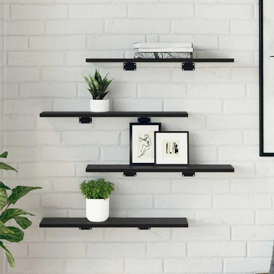 vidaXL Boekenplank Bord 3-laags 4 st 60 x 20 x 1,5 cm Bewerkt hout zwart, foto 3