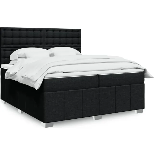 vidaXL Boxspring met matras stof zwart 200x200 cm