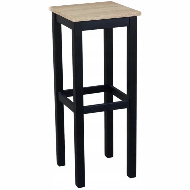 Metdrew Hoge barkruk 80 cm zwart/sonoma eiken, massief hout