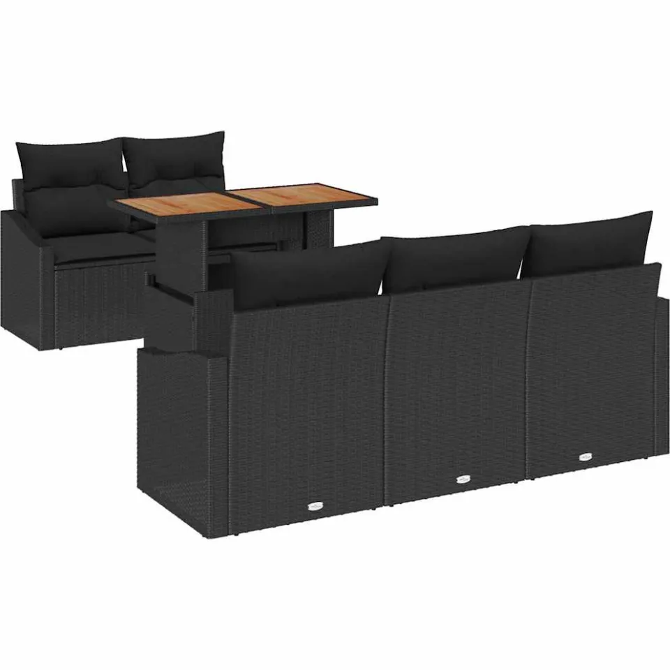 vidaXL Tuin Sofa Set 6 st Zwart Poly riet