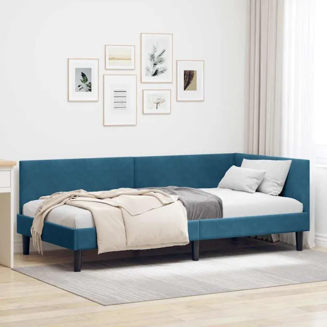 vidaXL Hoekbedframe Blauw 100 x 200 cm fluweel