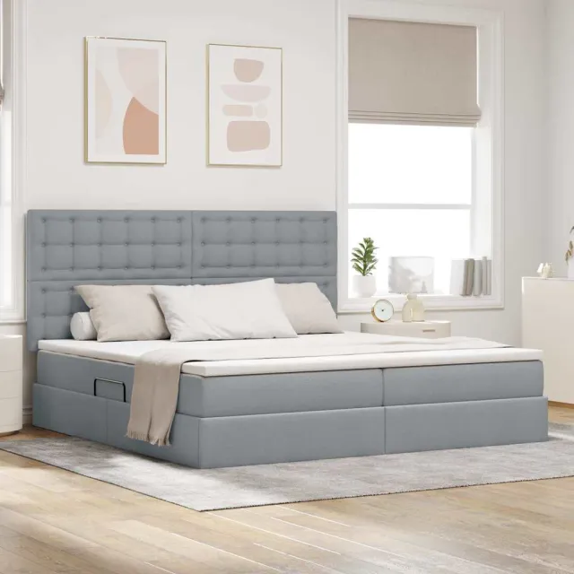 vidaXL Opslag bed met matras met opslag Lichtgrijs 200 x 200 cm Stof