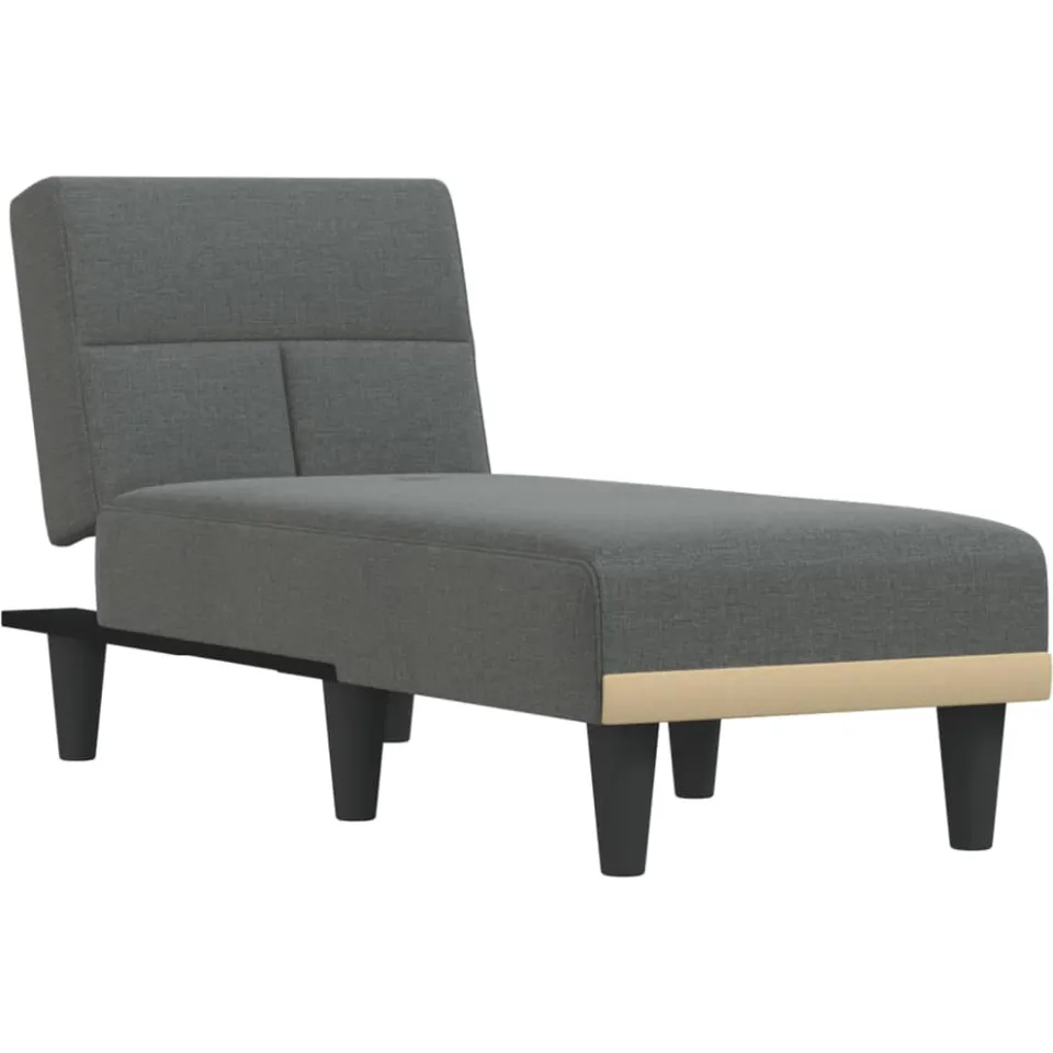 vidaXL Chaise longue stof donkergrijs grijs, foto 3