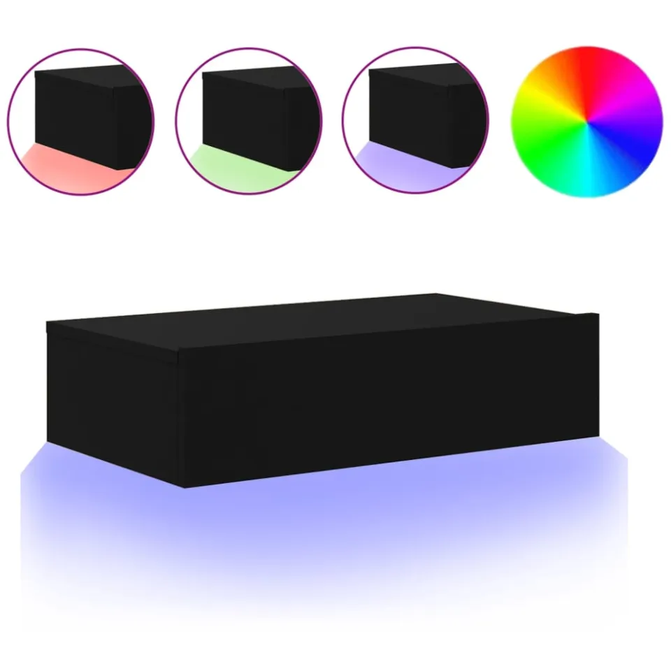 vidaXL Tv-meubel met LED-verlichting 60x35x15,5 cm zwart, foto 3