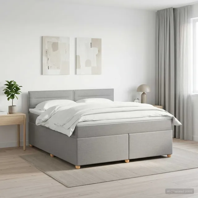vidaXL Boxspringbed met matras Lichtgrijs 180 x 200 cm Stof