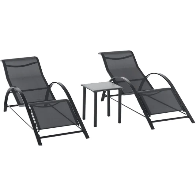 Outsunny loungeset voor buiten - Metaal - 169x59x66cm - Zwart
